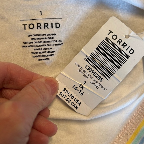 TORRID CASUAL RIBBED RAINBOW TANK BODYSUIT WOMEN SZ 1X White NEW - Picture 6 of 6